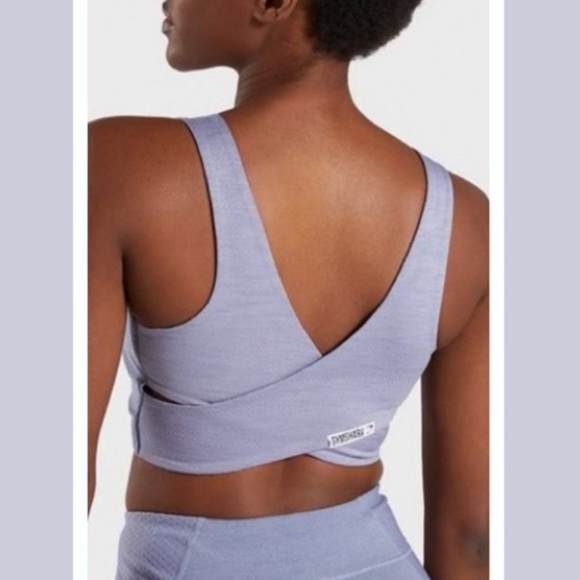 GYMSHARK | True Texture Lavender/ Steel Blue Sports bra Sz S - Picture 1 of 6